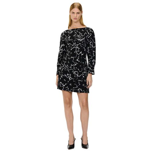 Veronika Maine Monochrome Blooms Boat Neck Short Dress